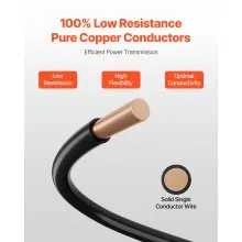 12 Gauge Solid THHN Wire Black Copper Electrical Building Wire PVC Nylon 100 ft