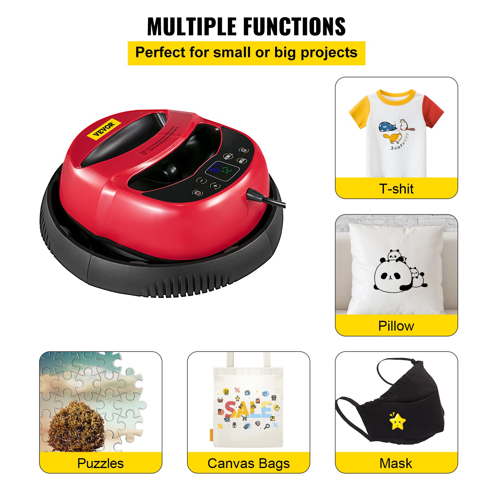 Heat Press Heat Press Machine For t Shirts Easy Mini Press Black & Red 12x10