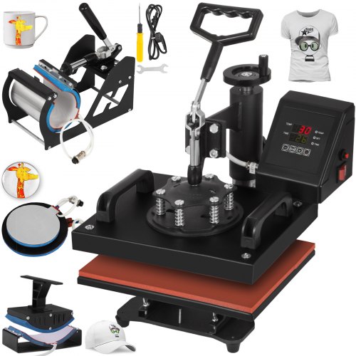 5 In 1 Heat Press Machine Swing Away Digital Sublimation T-shirt /mug/plate Hat