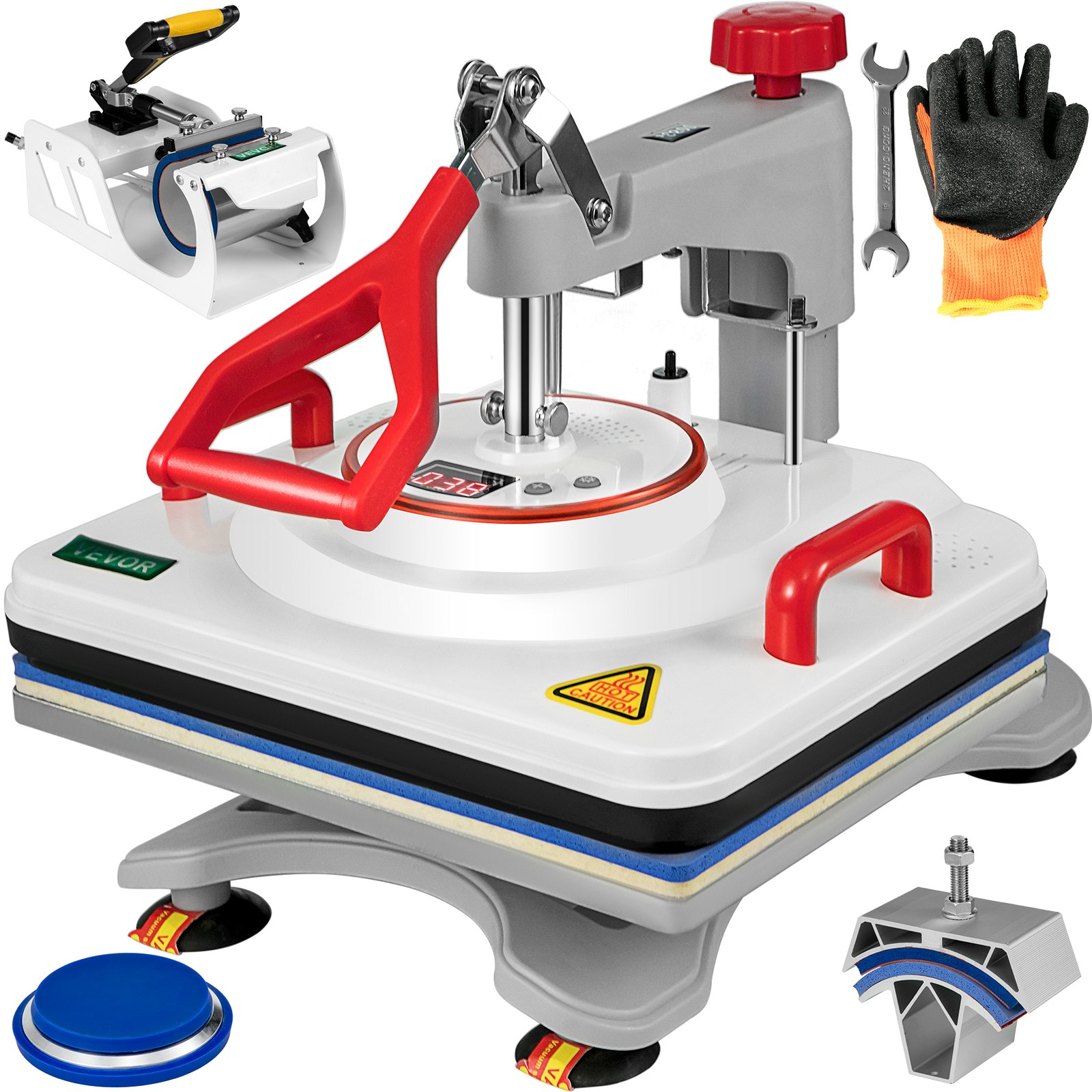5 in 1 Heat Press 15x12 Heat Press Machine White For T-shirt Mug Plate And Cap