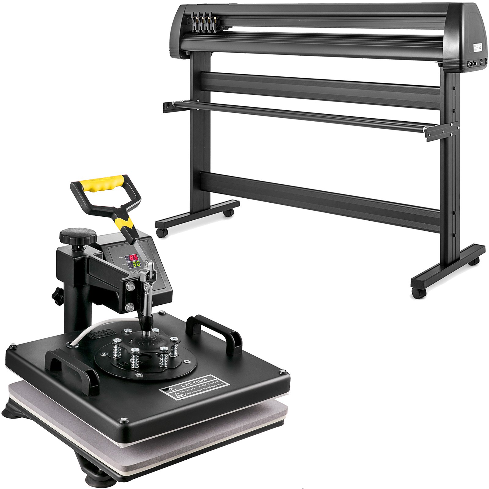 5 in1 Heat Press 15"x15" Vinyl Cutter Plotter 53" USB Port Sticker Print DIY