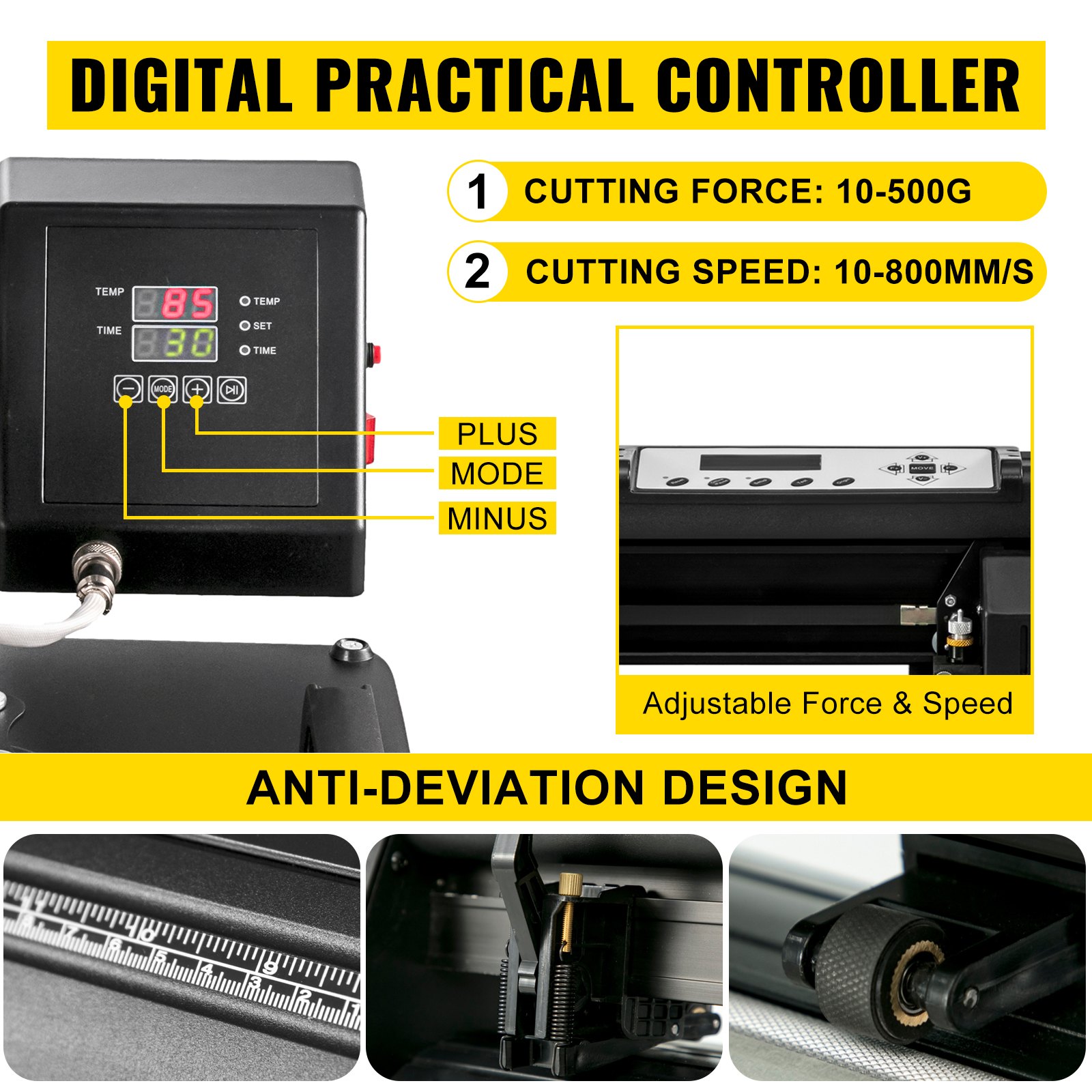 VEVOR 5 In1 Heat Press 38.1 x 38.1 cm Vinyl Cutter Plotter 35.6 cm Desktop Backlight T-shirt