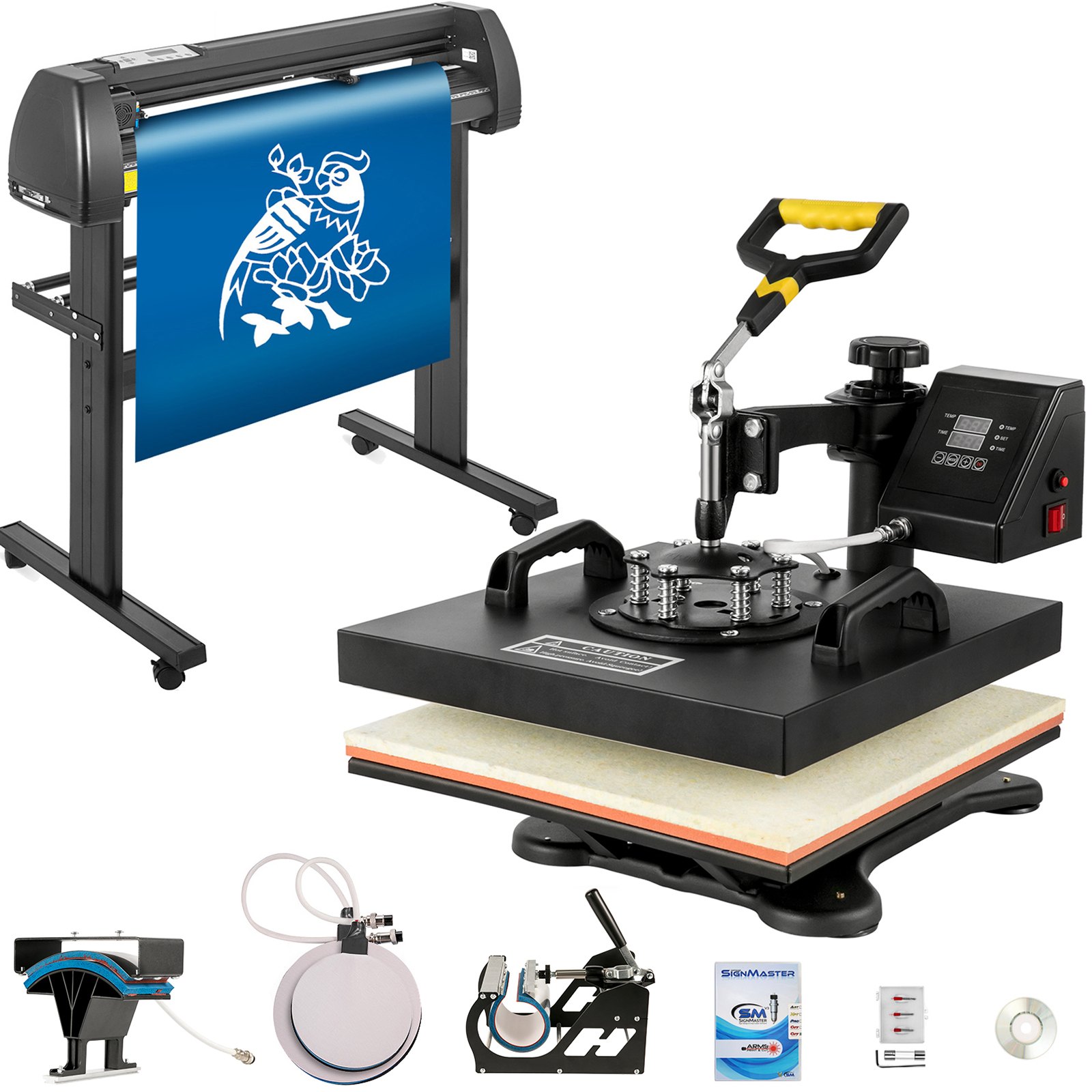 Digital Clamshell 15" X 15" (38 X 38cm) Heat Transfer Press + 28 inch Vinyl Cutter Machine Kit Software