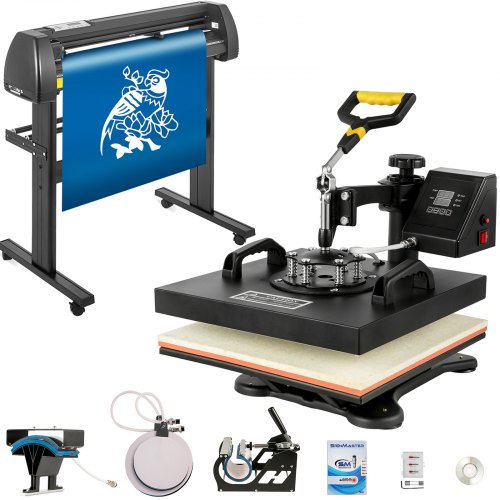 VEVOR 5 in 1 Heat Press Transfer Machine 38x38cm with 34” Vinyl Cutter Plotter Machine Kit Art Craft Printer Sublimation(34”/870mm)