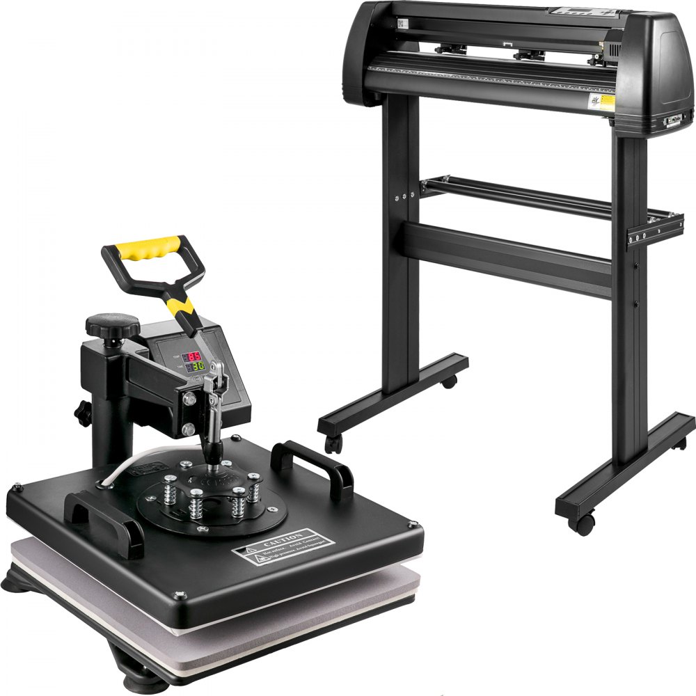 Digital Clamshell 15"x15" (38 X 38cm) Heat Transfer Press + 34 Inch Vinyl Cutter Machine Kit Software