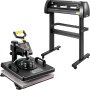 Digital Clamshell 15"x15" (38 X 38cm) Heat Transfer Press + 34 Inch Vinyl Cutter Machine Kit Software