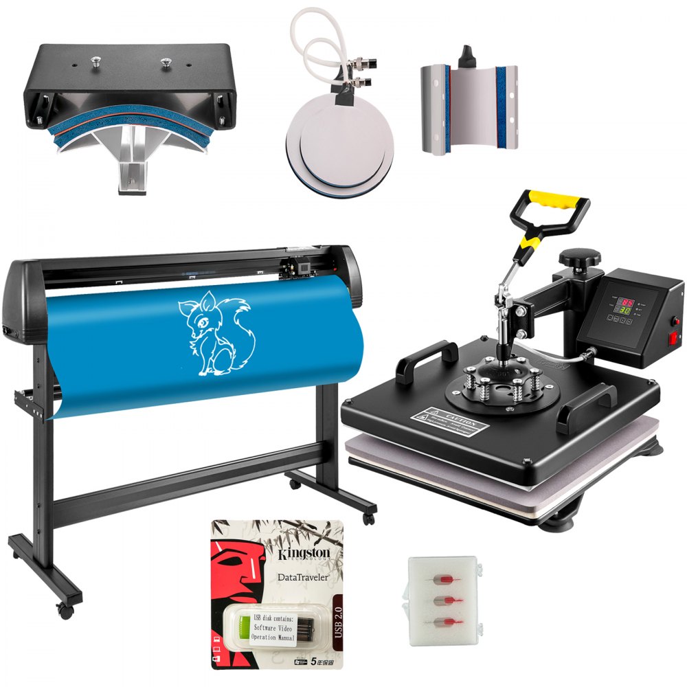 Máquina de prensa de calor 5 en 1 Combo prensa de calor 15 x 15 pulgadas,  máquina de transferencia de calor de 360 grados, impresión digital de