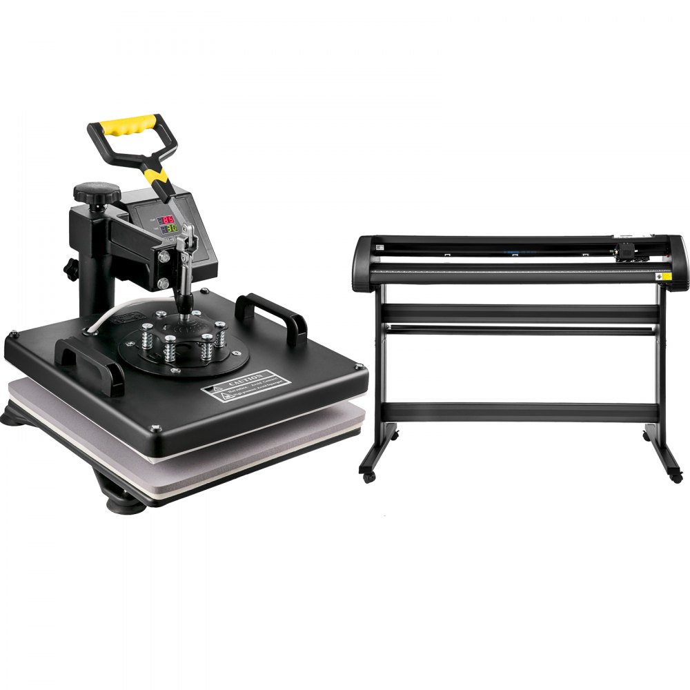 VEVOR 6 In 1 Mug Hat Heat Press & 53 Inch Vinyl Cutter Machine w/ Floor Stand