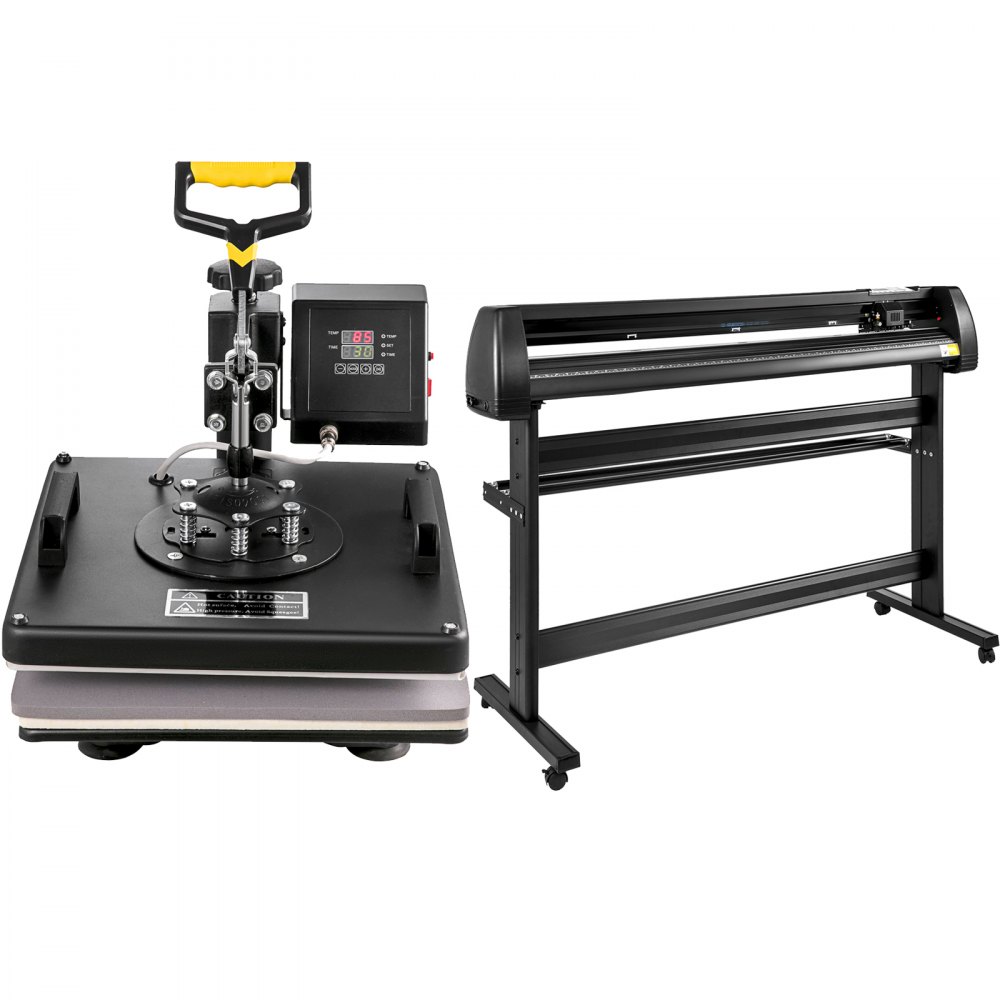 VEVOR 6 In 1 Mug Hat Heat Press & 53 Inch Vinyl Cutter Machine w/ Floor Stand