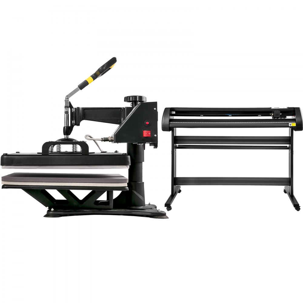 VEVOR 6 In 1 Mug Hat Heat Press & 53 Inch Vinyl Cutter Machine w/ Floor Stand