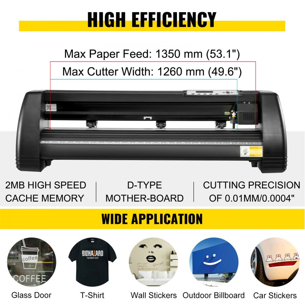 VEVOR 6 In 1 Mug Hat Heat Press & 53 Inch Vinyl Cutter Machine w/ Floor Stand