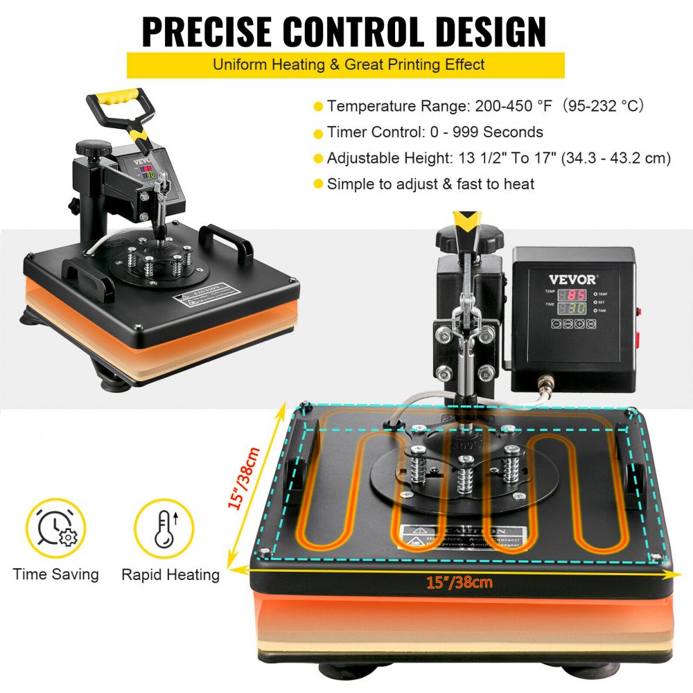 VEVOR 6 In 1 Mug Hat Heat Press & 53 Inch Vinyl Cutter Machine w/ Floor Stand