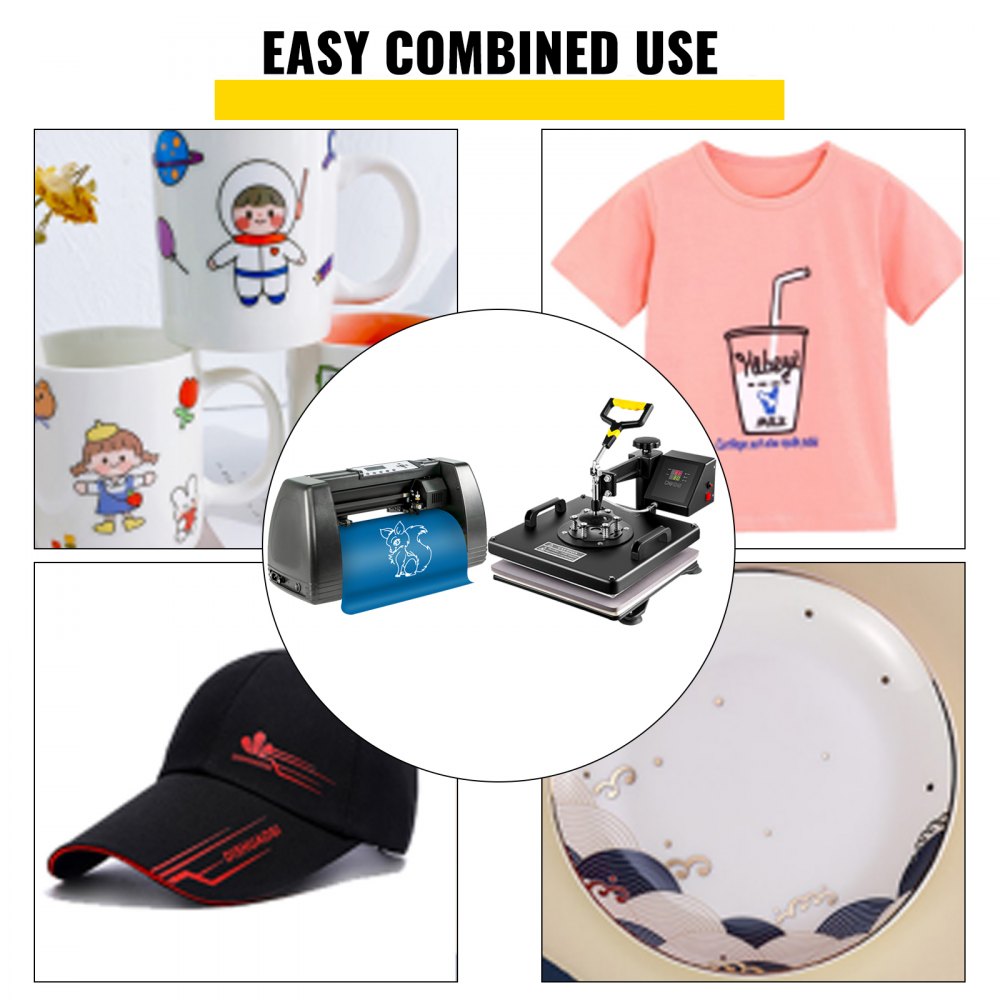 Kit de prensa térmica VEVOR 6 en 1 para tazas y gorras y plotter de corte de vinilo de 14 pulgadas