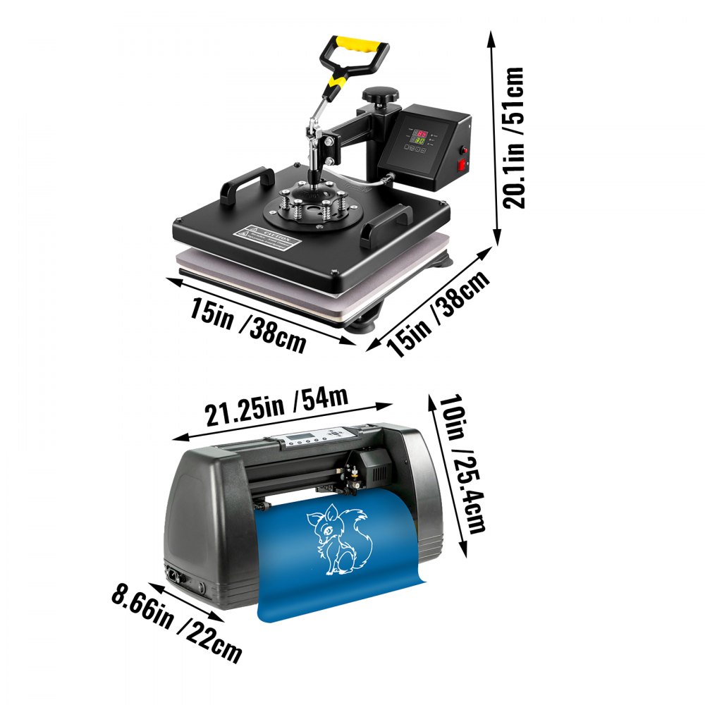 Kit de prensa térmica VEVOR 6 en 1 para tazas y gorras y plotter de corte de vinilo de 14 pulgadas