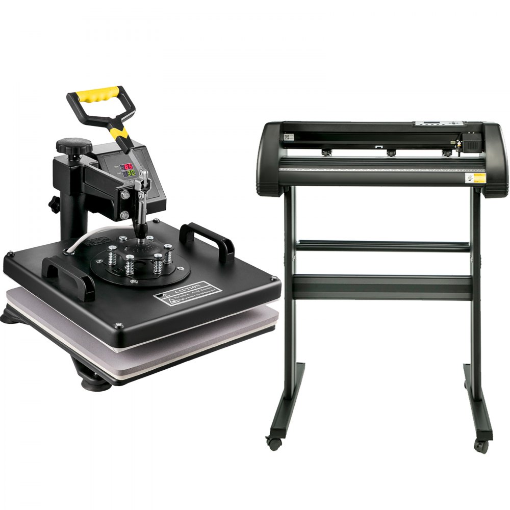 VEVOR 6 In 1 Mug Hat Heat Press & 28 Inch Vinyl Cutter Machine w/ Floor Stand