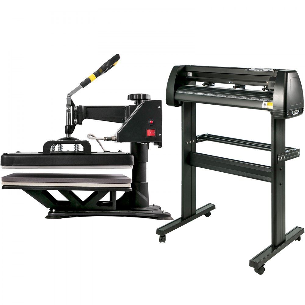 VEVOR 6 In 1 Mug Hat Heat Press & 28 Inch Vinyl Cutter Machine w/ Floor Stand
