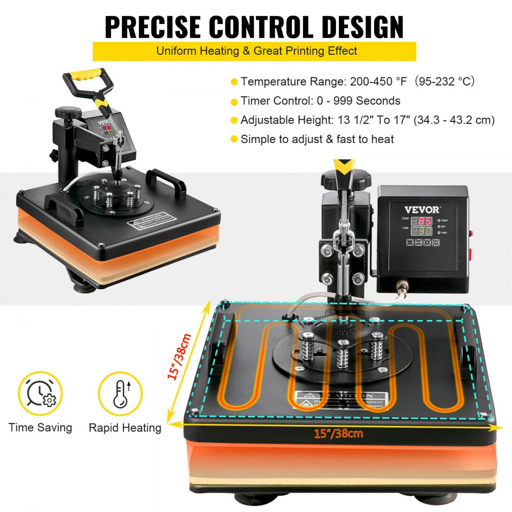 VEVOR 6 In 1 Mug Hat Heat Press & 28 Inch Vinyl Cutter Machine w/ Floor Stand