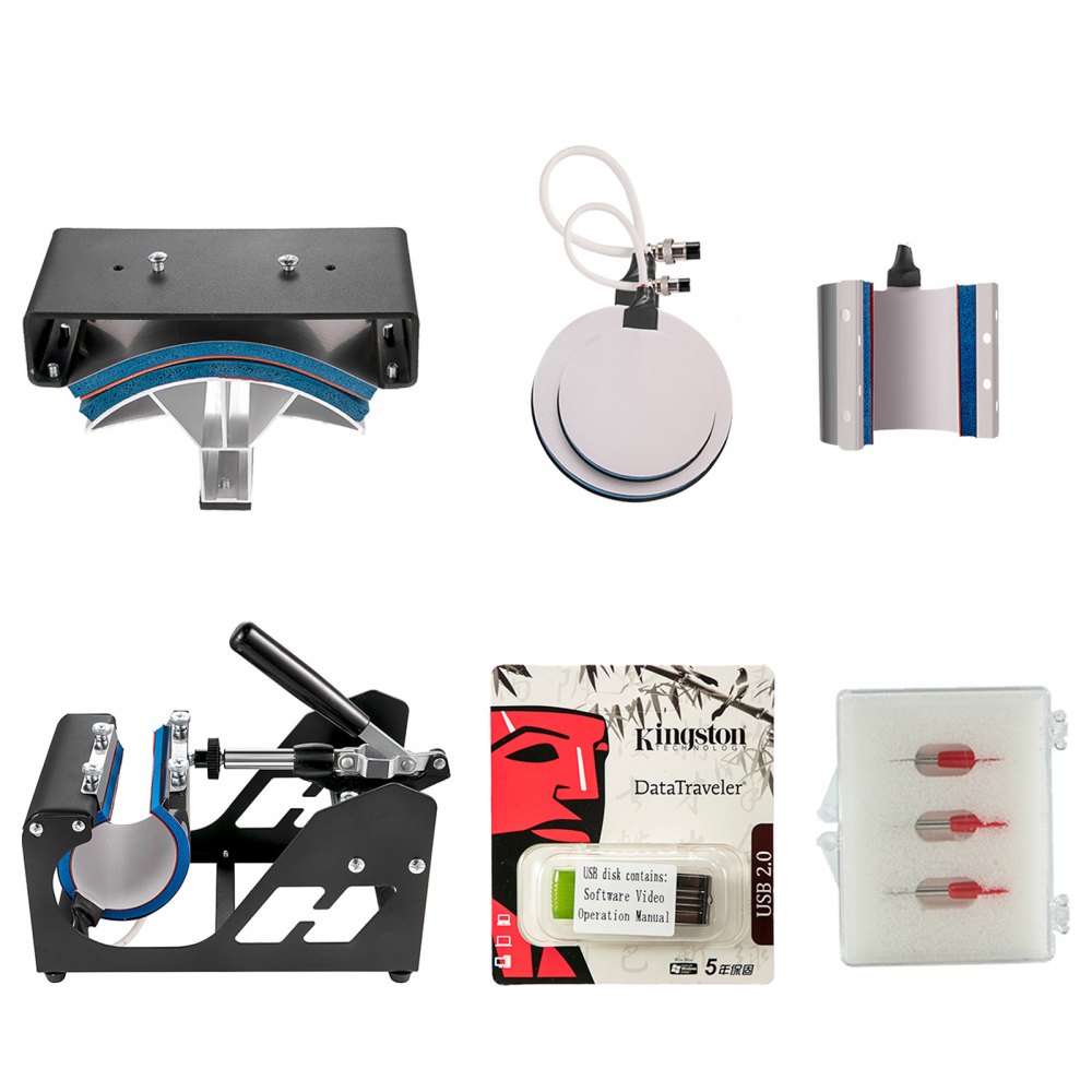 VEVOR 6 In 1 Mug Hat Heat Press & 28 Inch Vinyl Cutter Machine w/ Floor Stand