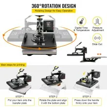 Heat Press 6 In1 Sublimation Machine 15"x15" + Vinyl Cutter 28" Plotter Cutting