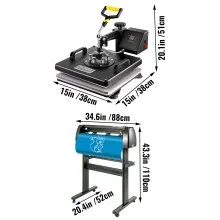 Heat Press 6 In1 Sublimation Machine 15"x15" + Vinyl Cutter 28" Plotter Cutting
