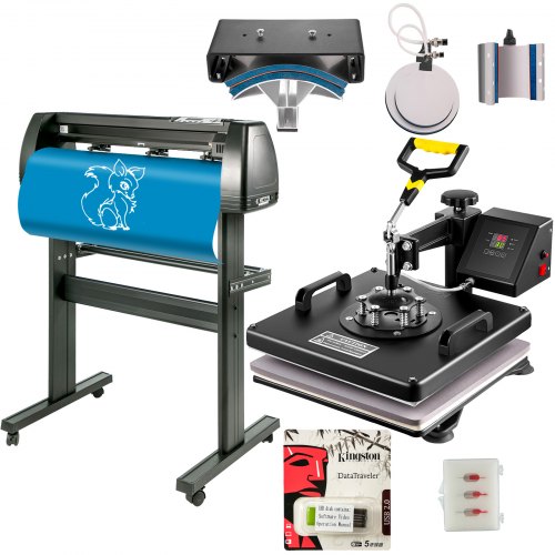 15"x15" Heat Press 6 In 1 Sublimation Machine + 34" Vinyl Cutter/plotter Cutting