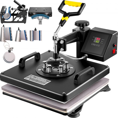 VEVOR Heat Press 15x15Inch 8pcs Heat Press Machine 1050W Multifunctional Sublimation Dual LED Display Heat Press Machine for t shirts Swing Away Design