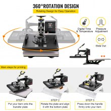 VEVOR Heat Press 8 in 1 Heat Press Machine 38x38cm Heat Transfer Press 15x15Inch T-shirt Press Mulitifuctional  Sublimation Machine for T-shirt Mug Hat Plate Transfer