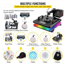 VEVOR Heat Press 8 in 1 Heat Press Machine 38x38cm Heat Transfer Press 15x15Inch T-shirt Press Mulitifuctional  Sublimation Machine for T-shirt Mug Hat Plate Transfer