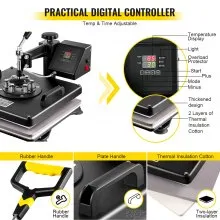 8 In 1 Heat Press 15"x15" Sublimation Machine + 53" Vinyl Cutter/plotter Cutting