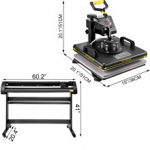 Máquina de sublimación con prensa térmica 8 en 1 de 15 "x 15" + cortador de vinilo/plotter de corte de 53
