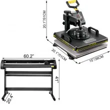 8 In 1 Heat Press 15"x15" Sublimation Machine + 53" Vinyl Cutter/plotter Cutting