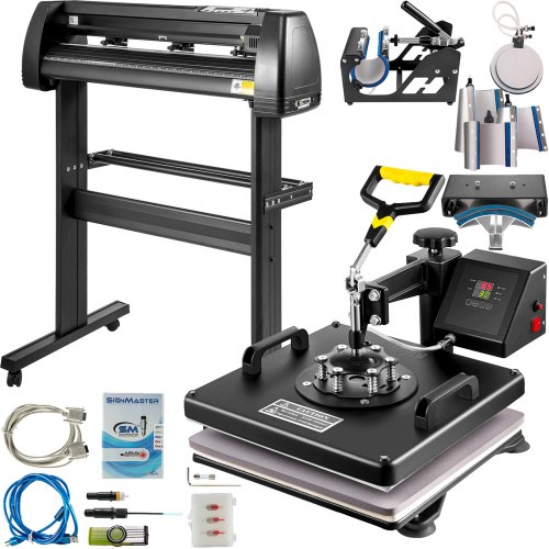 8 In 1 Heat Press 15"x15" Sublimation Machine 34" Vinyl Cutter Plotter 3 Blades
