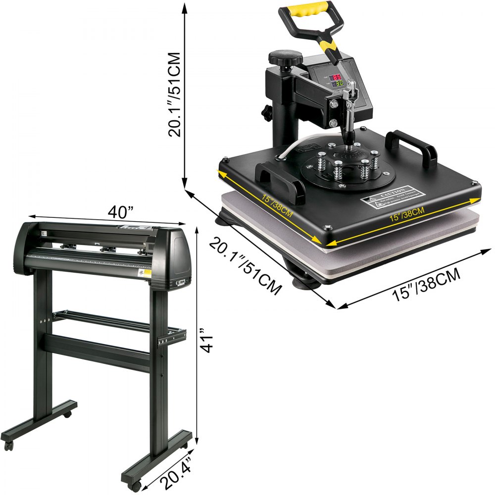 Prensa de calor 8 en 1, máquina de sublimación de 15 "x 15", trazador cortador de vinilo de 34 ", 3 cuchillas