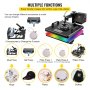 VEVOR heat press machine with multiple functions for mugs, hats, plates, and clothes.