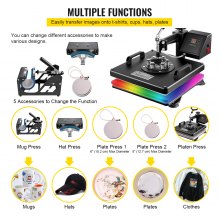 VEVOR Heat Press 5 in 1 Heat Press Machine 38x38cm Heat Transfer Press 15x15Inch T-shirt Press Mulitifuctional  Sublimation Machine for T-shirt Mug Hat Plate Transfer