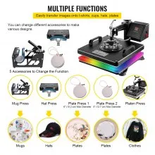 VEVOR Heat Press 5 in 1 Heat Press Machine 38x38cm Heat Transfer Press 15x15Inch T-shirt Press Mulitifuctional  Sublimation Machine for T-shirt Mug Hat Plate Transfer