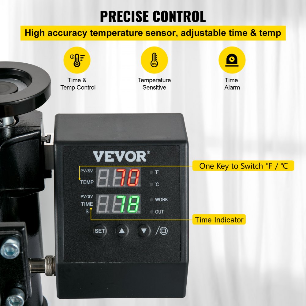 VEVOR Cap Press, 3.1 x 5.5 inch Hat Press Machine, Dual Digital Control, Hat Heat Press Machine, Durable Heat Press for Hats Baseball Hat Caps