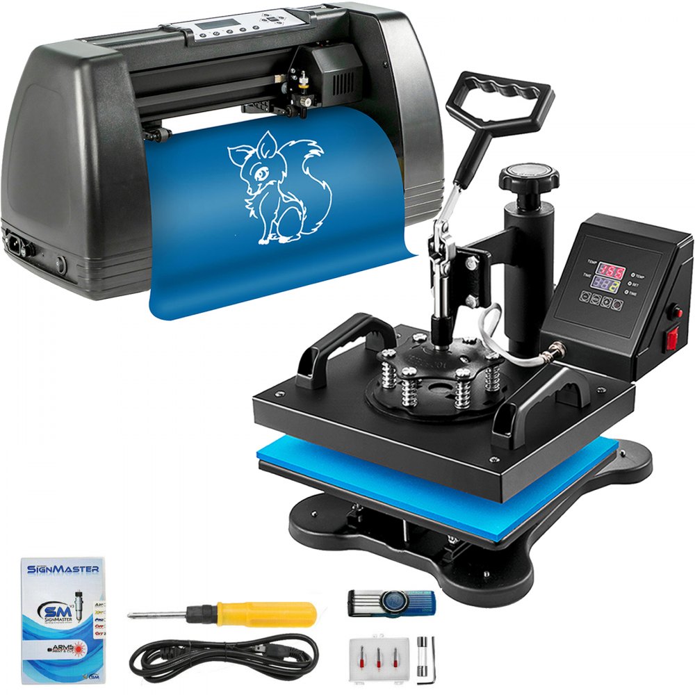 PC Universal Sublimation Bundle with Printer, Flat bed Heat Press Machine  for T-shirts, Transfer Paper, Heat Tape, ALL INCLUDED