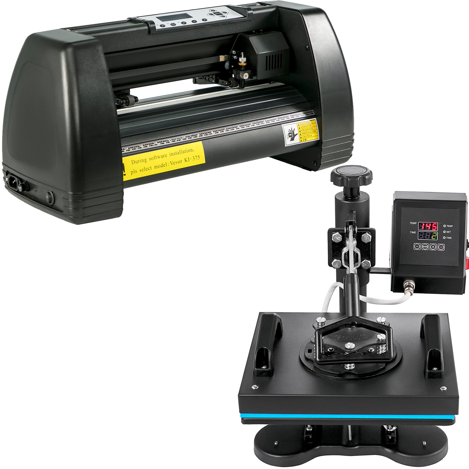 VEVOR HP230-B 12"x10" Dual Digital T-Shirt Heat Press Machine + 14" Vinyl Cutting Plotter With SIGNMASTER Software