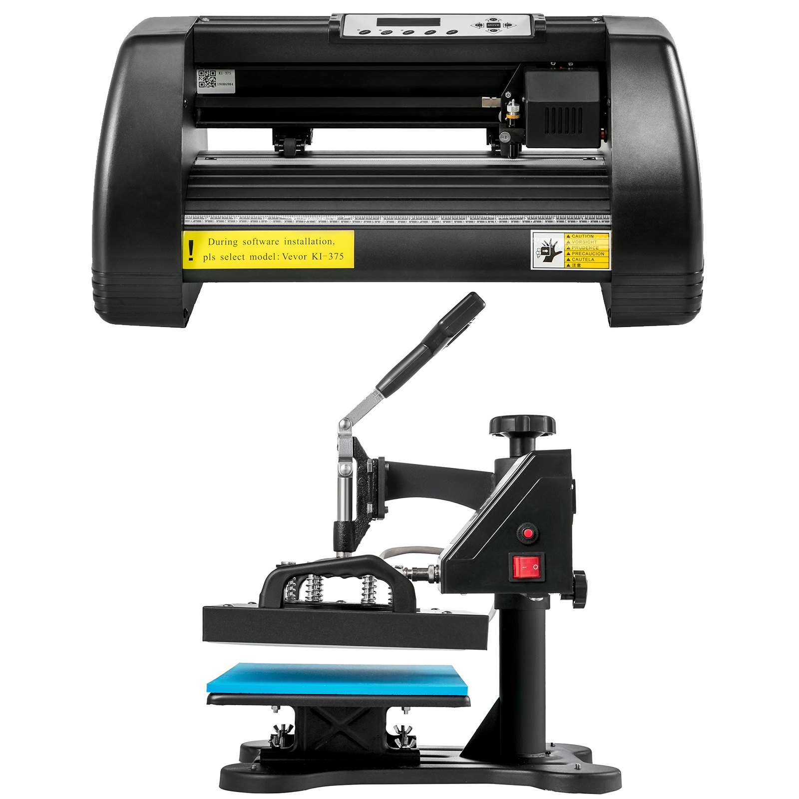 VEVOR HP230-B 12"x10" Dual Digital T-Shirt Heat Press Machine + 14" Vinyl Cutting Plotter With SIGNMASTER Software