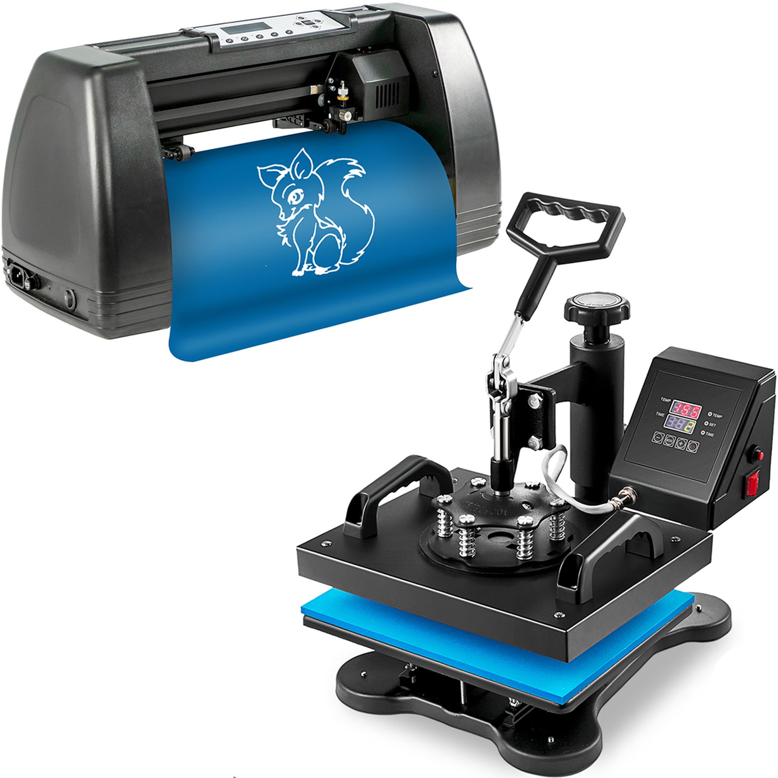 VEVOR HP230-B 12"x10" Dual Digital T-Shirt Heat Press Machine + 14" Vinyl Cutting Plotter With SIGNMASTER Software