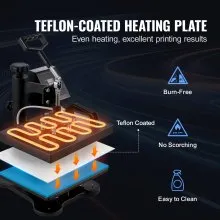VEVOR Heat Press, 12x10Inch T-Shirt Press Machine, T-shirt Press Heat Press 30x23cm Printing Machine Heat Transfer Sublimation Machine for T-shirts