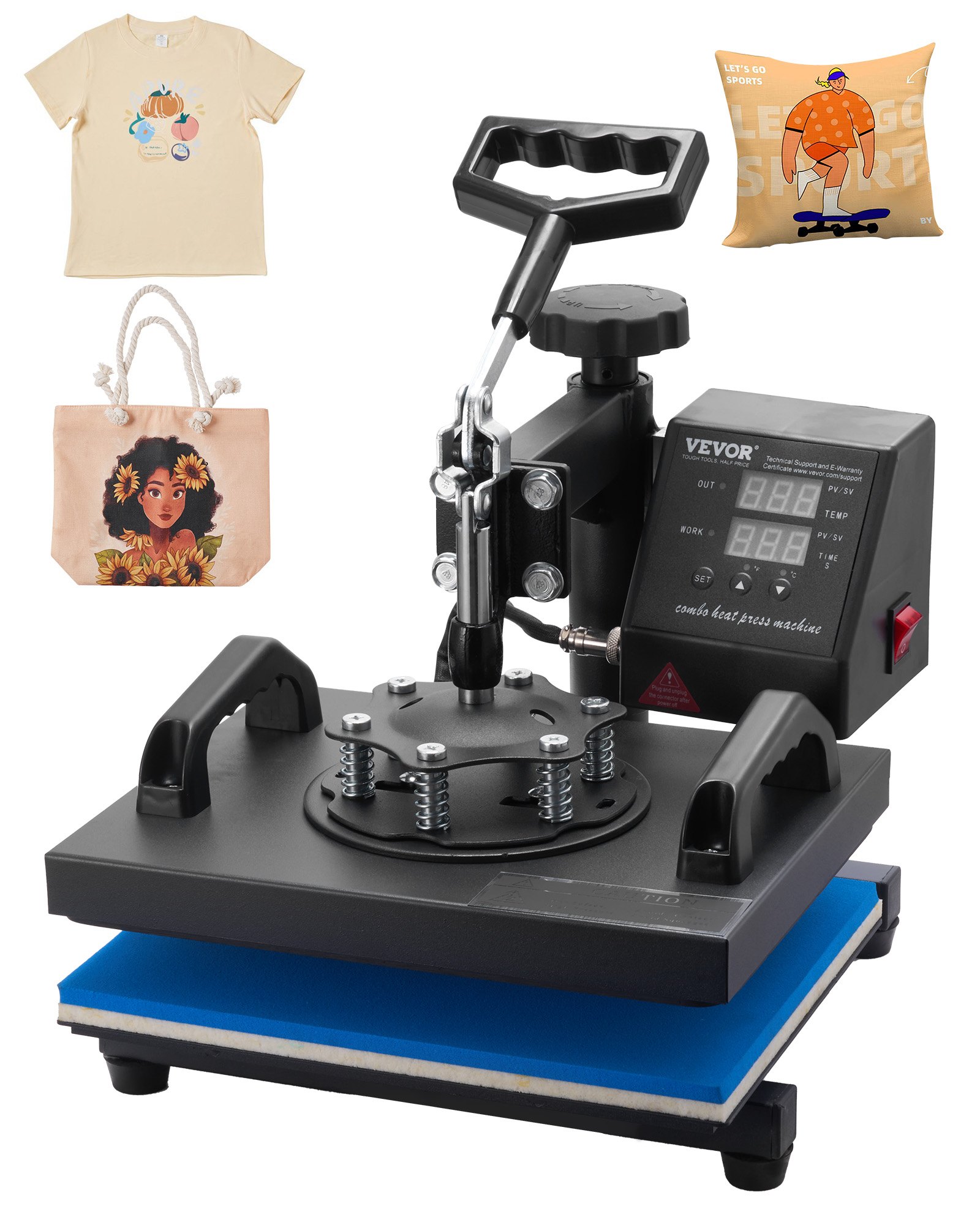 VEVOR Heat Press, 12x10Inch T-Shirt Press Machine, T-shirt Press Heat Press 30x23cm Printing Machine Heat Transfer Sublimation Machine for T-shirts