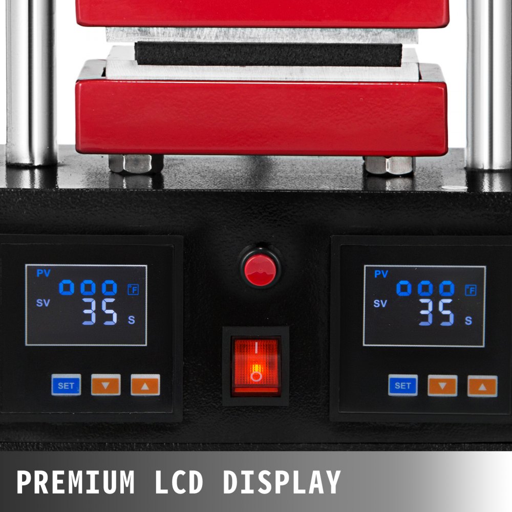 Máquina de prensado en caliente VEVOR Placas calentadas con manivela manual 0-250 ℃ y 0-999 segundos Transferencia de calor manual, elemento de brazo oscilante Placas calefactoras 110V 2.4'' x 4.7'' cada una (6 X 12 cm) Elementos calefactores dobles
