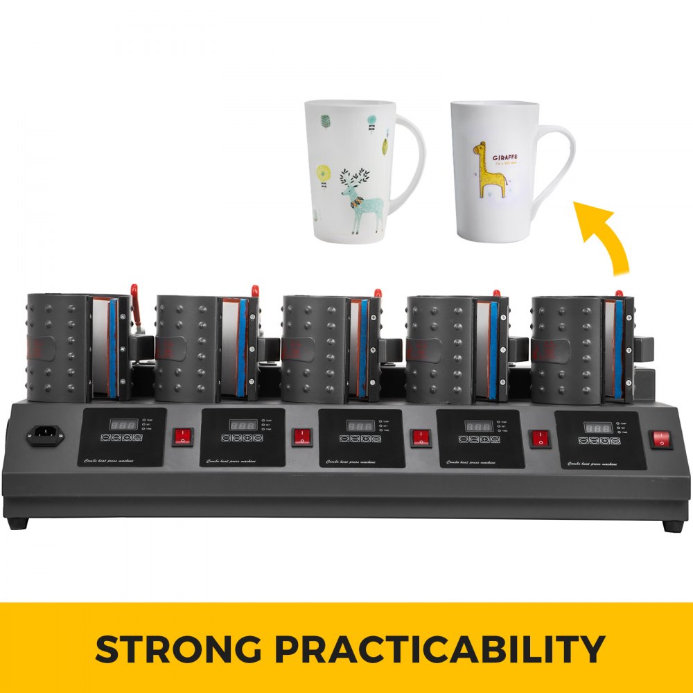 5 In 1 Digital 5 Cup Mug Heat Press Machine Commercial Sublimation Adjustable