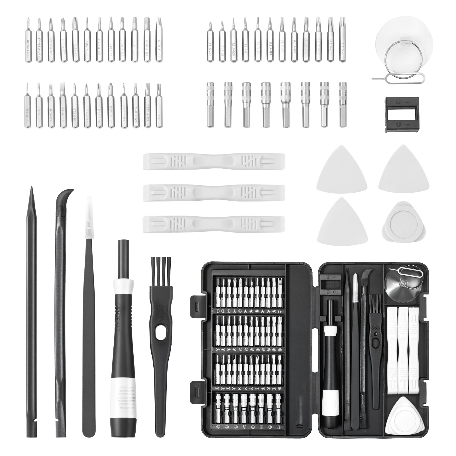 VEVOR Screwdriver Set, 59-Piece Small Precision Screwdriver Set with Phillips, Flat Head, Torx, Pentalobe Bits, Tweezer for Men, Mini Cleaning Repair Tool Kit for iPhone, MacBook, Laptop, Computer