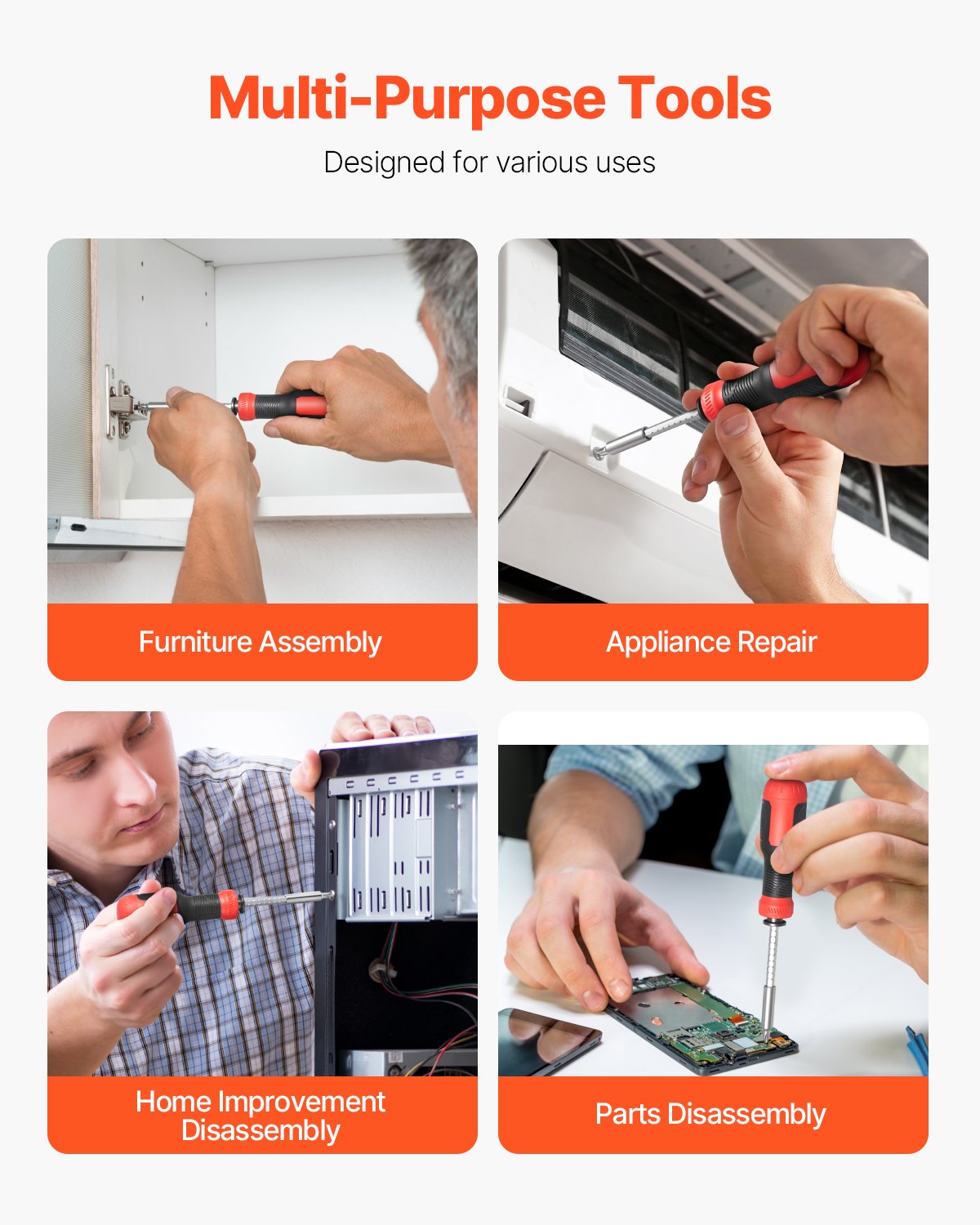 VEVOR Screwdriver Set, 13 in 1 Magnetic Multi Bit Mini Nut Driver Set, Phillips, Flat Head, Torx, Square Bits for Men, Manual Precision Repair Tool Kit for Sockets, Furniture, Home Appliances, Cars