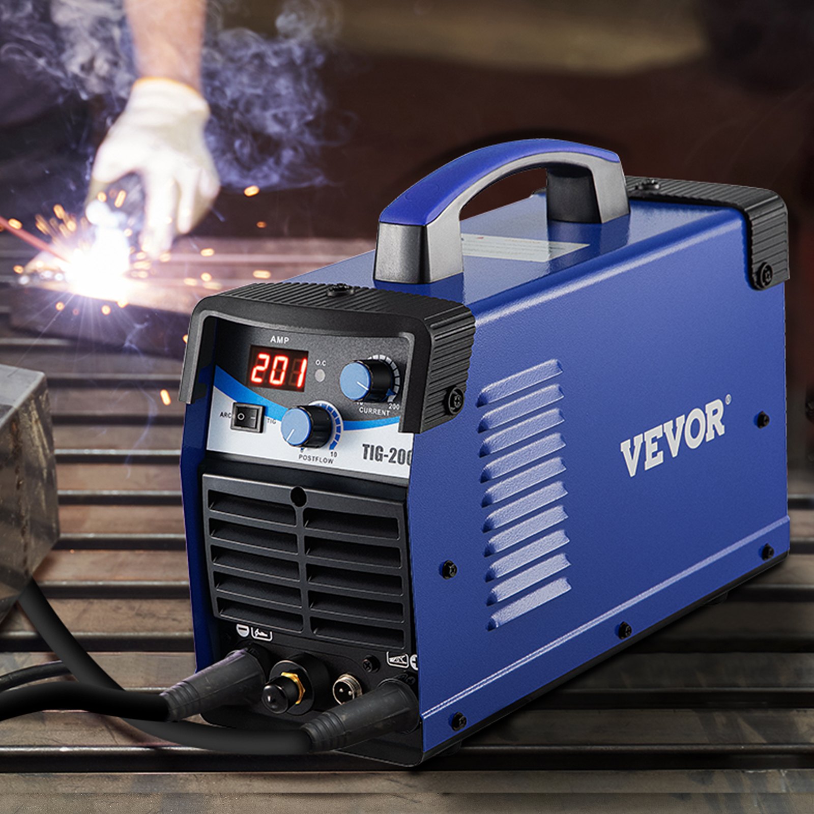 VEVOR TIG-200C, 200 Amp TIG/MMA ARC 2-in-1 Welder HF IGBT DC Inverter Welding Machine for Welding Steel, Titanium and Copper Alloys