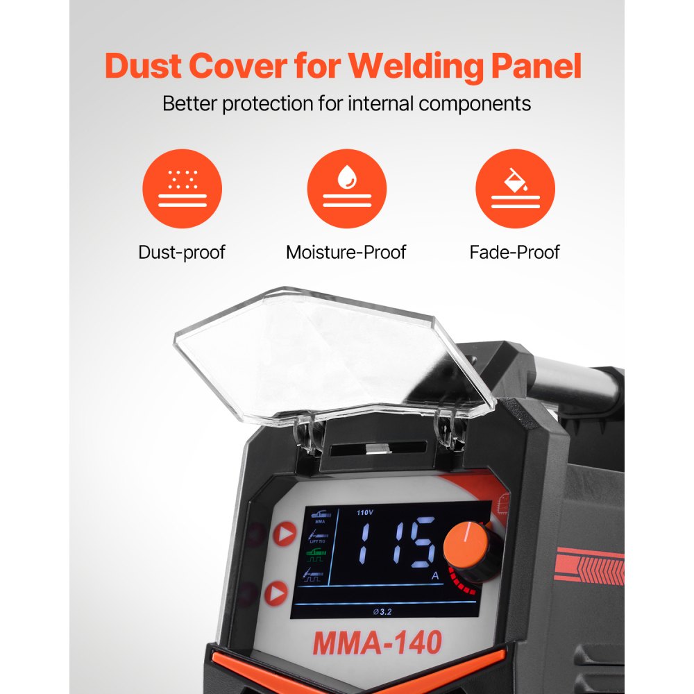 VEVOR MMA Welder, 140A 4-in-1 Welding Machine - MMA (Stick)/DC Pulse MMA/DC Pulse TIG/Lift TIG, LED Display Electric Welder Machine with Synergic Control, IGBT Inverter, Hot Start