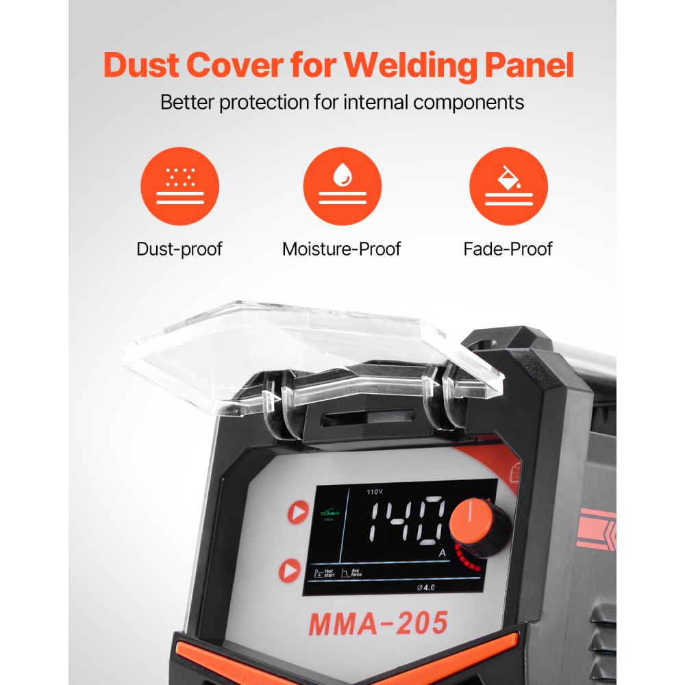 VEVOR MMA Welder, 205A 2-in-1 MMA Lift TIG Stick Welding Machine, IGBT Inverter Portable Welder Machine with Digital Display, Hot Start Arc Force Anti-Stick (Lift Torch Not Included)